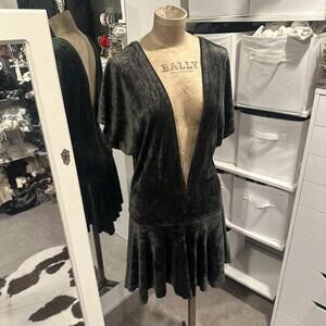 🖤 Ultra-Rare Plein Sud Jeans Adjustable Zip Velvet Mini Dress (1990s)